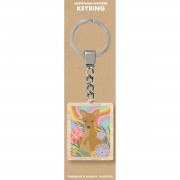 Wooden Keyring | Rainbow Kangaroo
